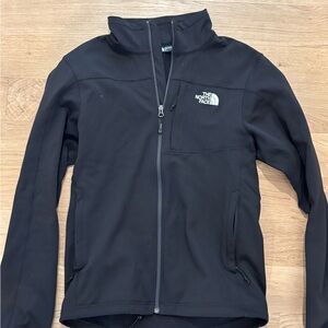 The North Face Charcoal Black Softshell Jacket. medium